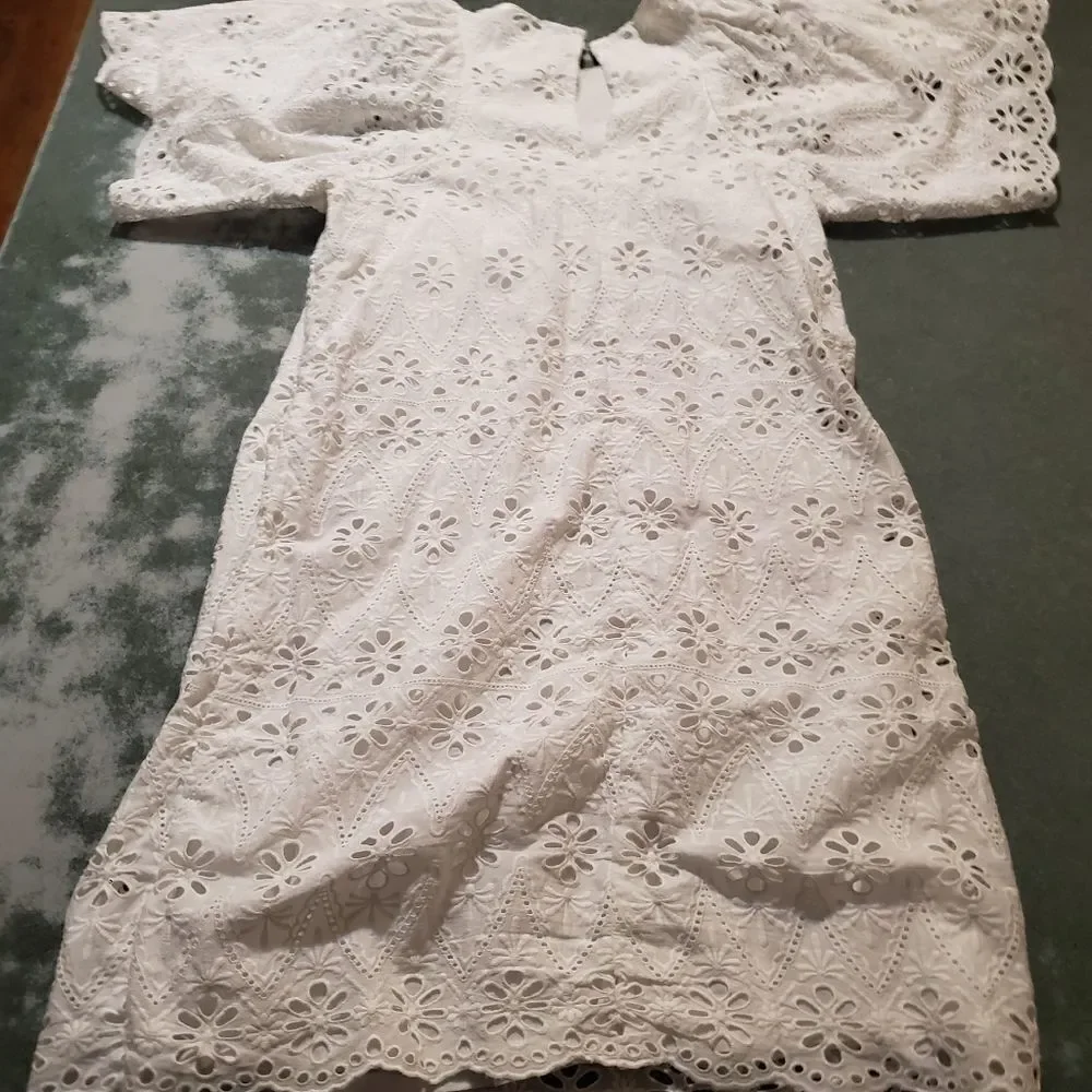 Kate Spade Eyelet Shift Dress In Fresh White sz XS